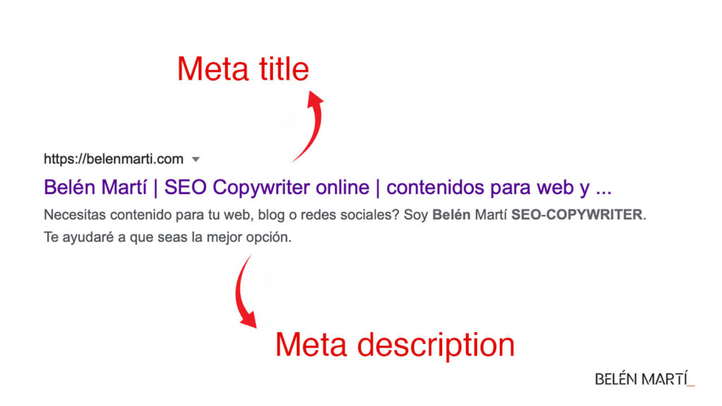 Ejemplo de meta title y meta description para el posicionamiento SEO utilizando el copywriting